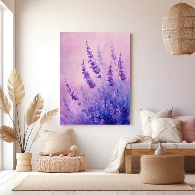 Lavender Flowers Field Illustration Canvas Print