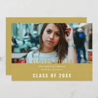  Gold Modern Typography Photo Graduation Party Invitation