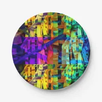 Abstract cubes purple paper plates