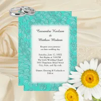 Daisies in Turquoise & White Wedding Invitation