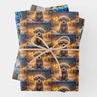 Cute Puppy Dogs in the Snow Christmas Wrapping Paper Sheets