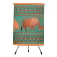 Southwest Cute Javelina Family Copper Teal Tripod Lamp