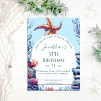 Starfish Under the Sea Ocean Birthday Invitation