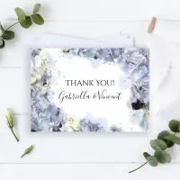 Blue Hydrangeas Watercolor Wedding Thank You Note