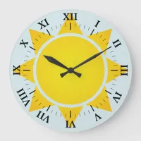 Yellow Gradient Sun with Black Roman Numerals Large Clock