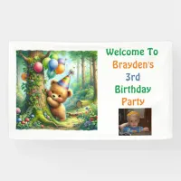 Baby Bear Cub Woodland Themed Birthday Party Banner