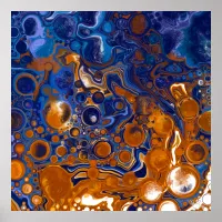 Blue and Copper Abstract Modern Art   Poster