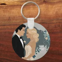 Timeless Romance: Watercolour Bride and Groom Art Keychain