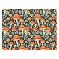 Retro Mushrooms Vintage Flowers Tissue Paper