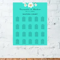 Turquoise Daisy Floral Wedding 200 Seating Chart