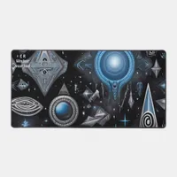 Ancient symbols in vibrant Abstract Design Desk Mat