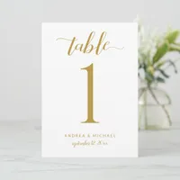 Wedding Table Numbers Modern Gold Calligraphy