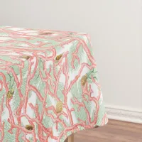 Vibrant Coral Branches with Seashells Tablecloth