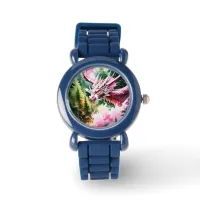 Fire breathing dragon vibrant pink scales watch