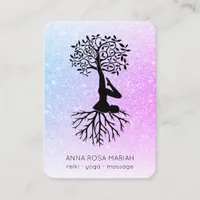 *~*  Pastel QR Man Tree of Life Yoga Woman  Business Card