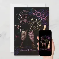 Black and Purple Happy NEW Year Holiday Card