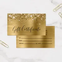 Glittery Gold Foil Gift Certificate