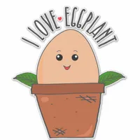 I Love Eggplant Vegetarian Funny Food Pun Sticker