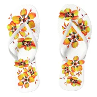 Bright Orange Flowers Flip Flops