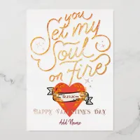 You Set My Soul On Fire Gothic Heart Valentine Foil Holiday Card