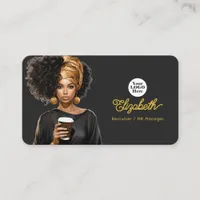 Elegant Black and Gold Black Woman Boss Branding Business Card