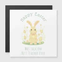Easter Bunny And Golden Eggs Teacher Magnetic Card
