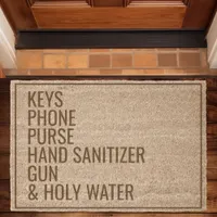 Gun Holy Water Checklist Custom Reminder Funny  Doormat