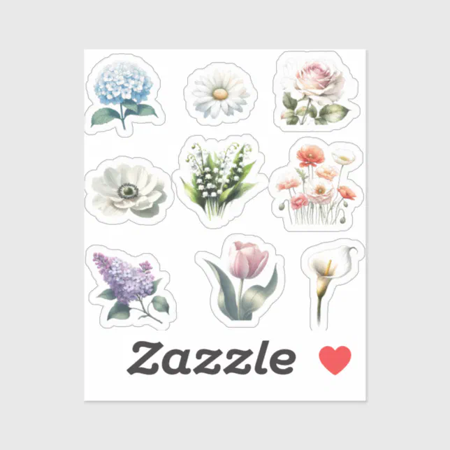 Flower Sticker Pack Watercolor Pretty Garden Cute