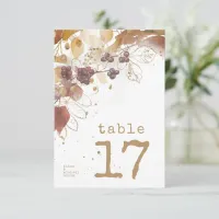 Golden Autumn Wedding Berries Table Number ID655