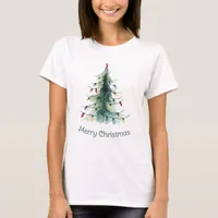 Minimalist Watercolor Christmas Tree T-Shirt