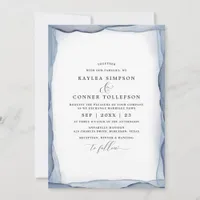 Elegant Abstract Dusty Blue Wedding Watercolor Invitation