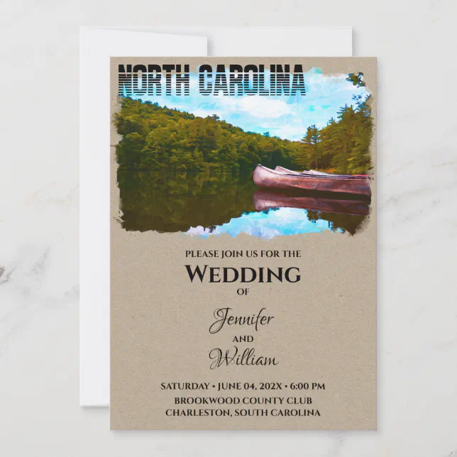 North Carolina USA Splash Watercolor Wedding Invit Invitation