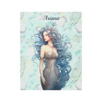 Beautiful Blue-Haired Mermaid  Metal Print