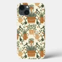 Earthy Terracotta & Green Plant: Garden Lover's iPhone 13 Case