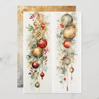 Christmas Tree Ornaments Promotional Bookmarks on Holiday Card