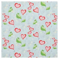 Fun Colorful Hearts and Flowers Fabric