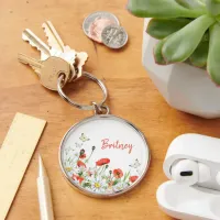 Poppies, Wildflowers, and Butterflies Floral Keychain