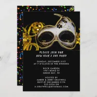 New Year’s Eve Party Mask & Confetti, ZRP Invitation