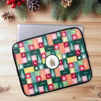 Christmas Happy Holidays Modern Corporate Name Laptop Sleeve