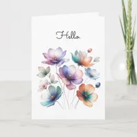 Watercolor Illustration of Pretty Flowers Bouquet  Card