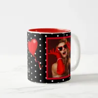 50 and Fabulous Photo and 50th Birthday BLK WH Dot Two-Tone Coffee Mug