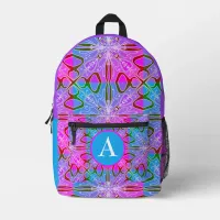 Cute Girly Whimsical Folk Art Pink Purple Blue Printed Backpack