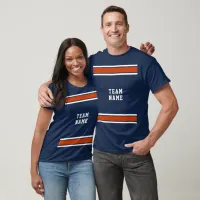 Blue Orange White Sports Jersey Team Name Unisex T-Shirt