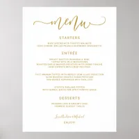 Wedding Menu Sign - Bouncy Calligraphy (Gold)