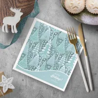 Stylized Coastal Christmas Trees Pattern#6 ID1009 Paper Dinner Napkins