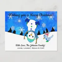 Wishing you a Merry Christmas Upside Down Snowman Postcard