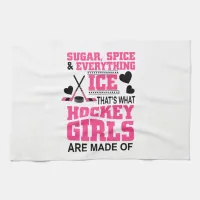 sugar spice and everything ice girls hockey kitchen towel