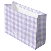 Girly Pastel Lavender Purple Gingham Plaid Large Gift Bag