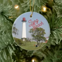 Guiding Lights: Long Beach Lighthouse Serenity Ceramic Ornament