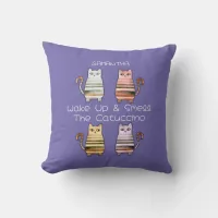 cute cats for cat lovers and coffee lovers throw pillow